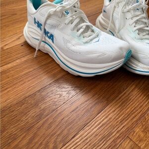 Hoka Men's White and Teal Athletic Shoes
